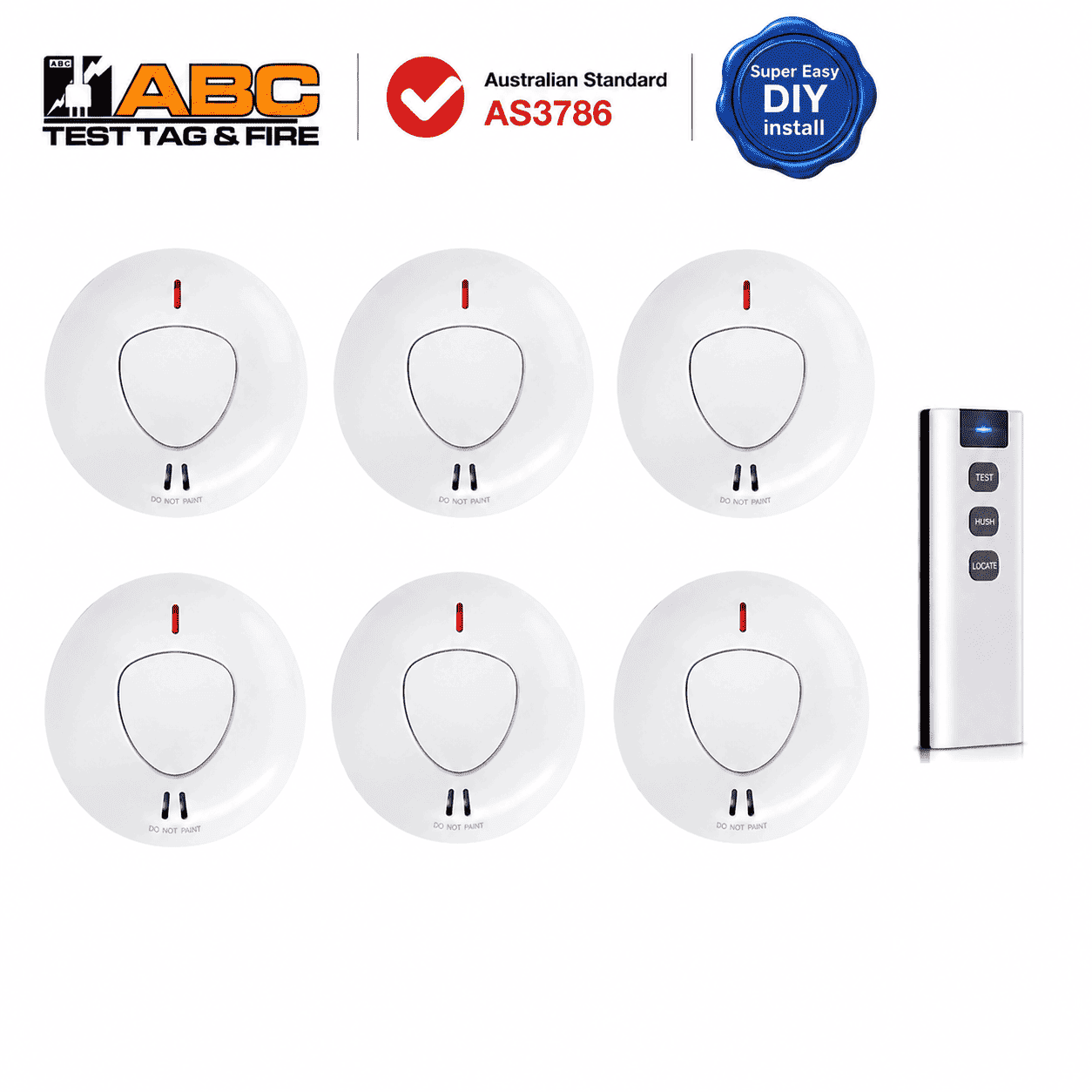 6 photoelectric interconnected smoke alarms with free test/hush/locate remote