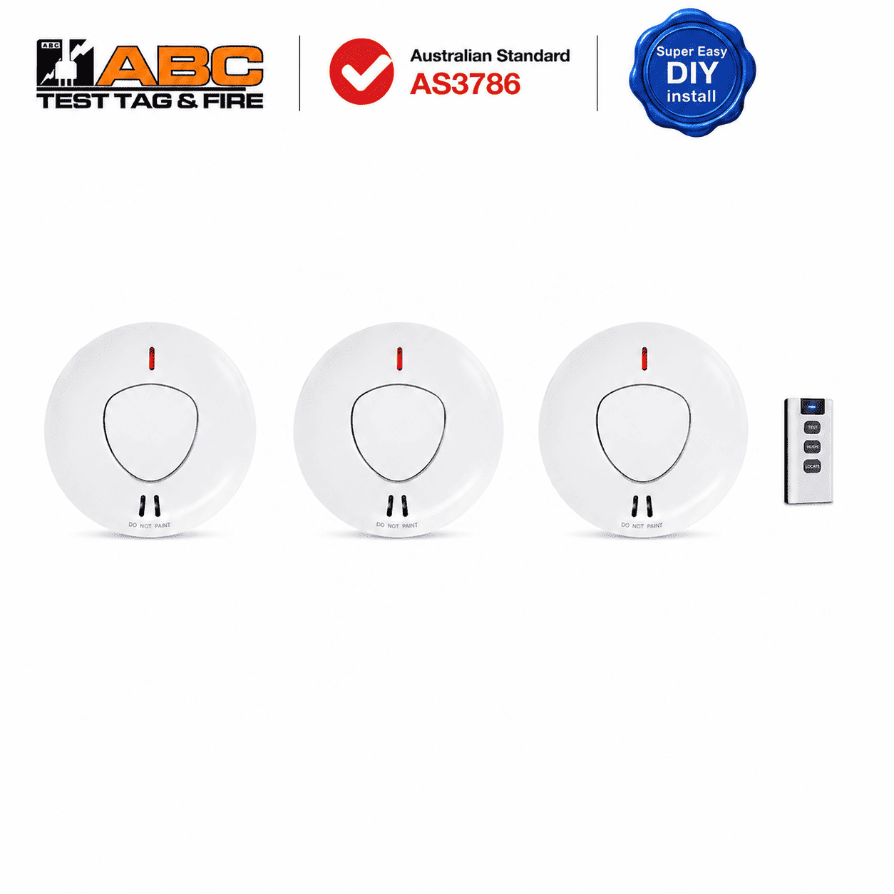 3 photoelectric smoke alarms with free test/hush/locate remote