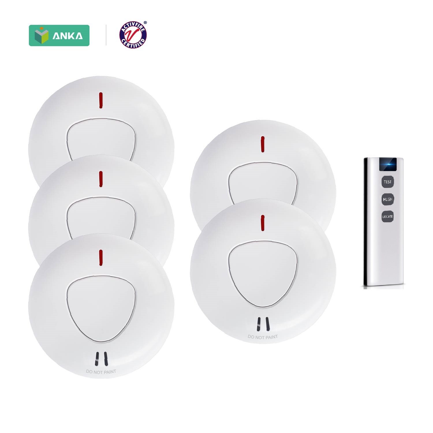 5 photoelectric wireless smoke alarms with free remote